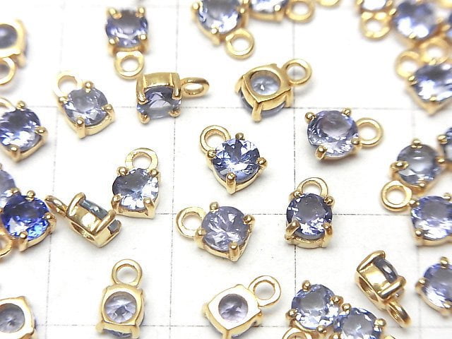High Quality Tanzanite AAA Bezel Setting Round Faceted 4x4mm 18KGP 1pc