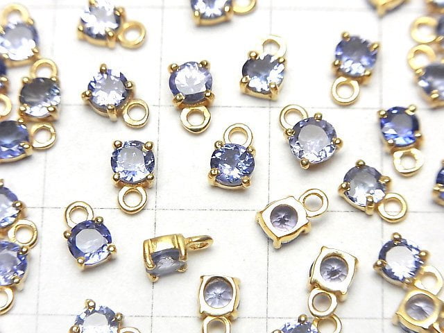 High Quality Tanzanite AAA Bezel Setting Round Faceted 4x4mm 18KGP 1pc