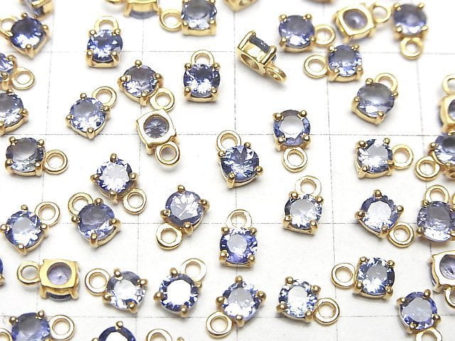 High Quality Tanzanite AAA Bezel Setting Round Faceted 4x4mm 18KGP 1pc