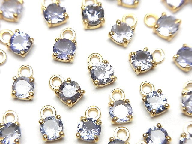 High Quality Tanzanite AAA- Bezel Setting Round Faceted 4x4mm 18KGP 1pc