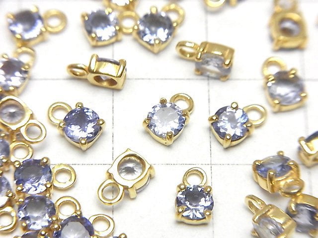 High Quality Tanzanite AAA- Bezel Setting Round Faceted 4x4mm 18KGP 1pc