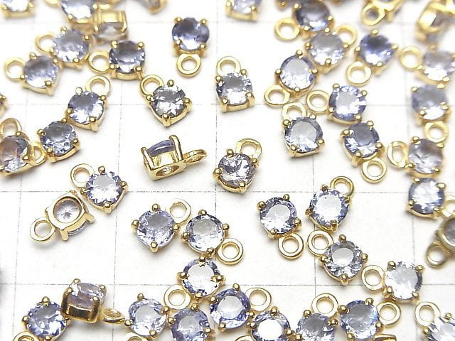 High Quality Tanzanite AAA- Bezel Setting Round Faceted 4x4mm 18KGP 1pc