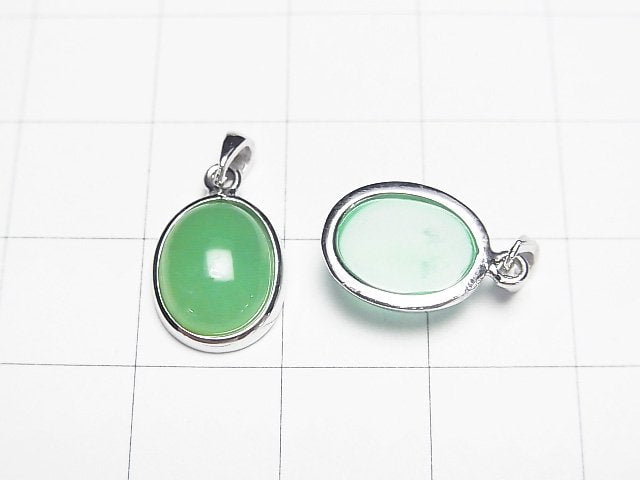 Chrysoprase AAA Oval Pendant 12x10mm Silver925 1pc