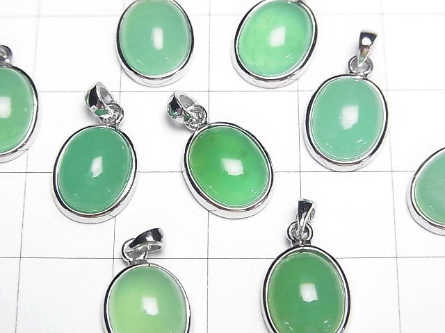 Chrysopras AAA Oval Anhänger 12x10mm Silver925 1Stück