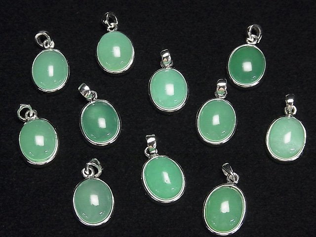 Chrysopras AAA Oval Anhänger 12x10mm Silver925 1Stück