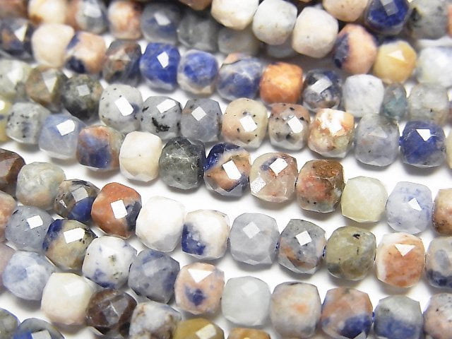 High Quality! Red Line Sodalite Cube Shape 4x4x4mm 1strand beads (aprx.15inch/37cm)