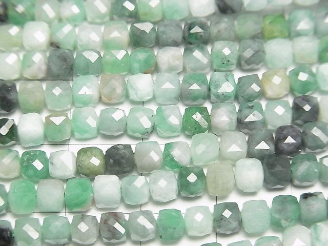 High Quality! Brazilian Emerald AA Cube Shape 4x4x4mm half or 1strand beads (aprx.15inch/37cm)
