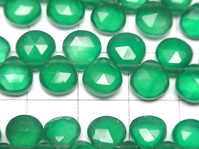 High Quality Green Onyx AAA Chestnut Faceted Briolette half or 1strand beads (aprx.7inch/18cm)