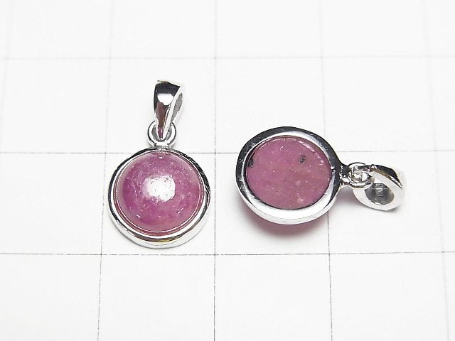Ruby AA++ Round Pendant 10x10mm Silver925 1pc