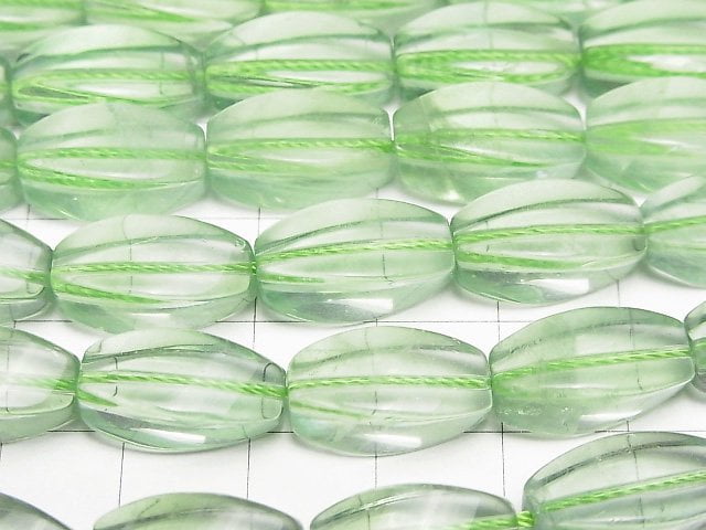 Green Fluorite AAA- 4Faceted Twist Faceted Rice 16x8x8mm half or 1strand beads (aprx.15inch/36cm)