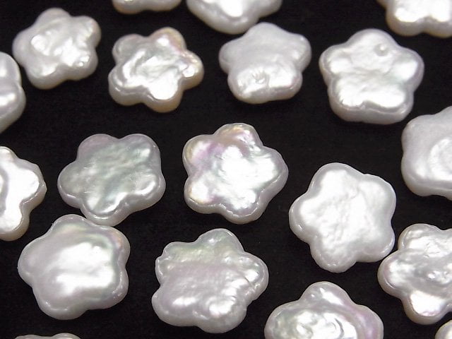 Fresh Water Pearl AA++ Loose stone Flower 10-12mm White 5pcs