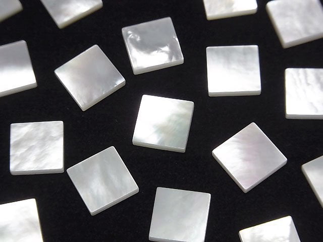 High Quality White Shell (Silver-lip Oyster) AAA Loose Stone Square 8x8x1.5mm 4pcs