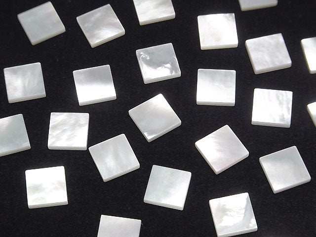 Hochwertige Weiße Muschel (Silberlippen-Auster) AAA Lose Stein Quadrat 8x8x1.5mm 4Stück