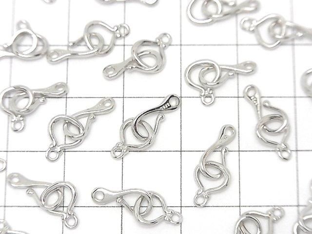 Silver 925 Hook & Connector, Rhodium Plated, 1 Pair
