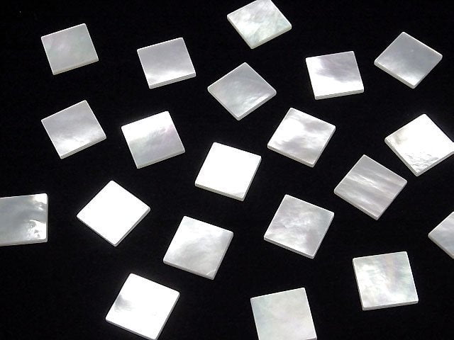 Hochwertige weiße Muschel (Silberlippen-Auster) AAA lose Stein quadratisch 12x12x1.5mm 4 Stück