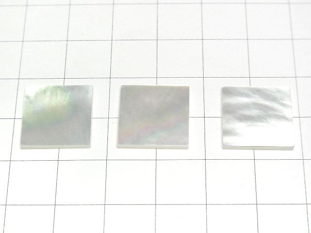 High Quality White Shell (Silver-lip Oyster) AAA Loose Stone Square 15x15x1.5mm 4pcs