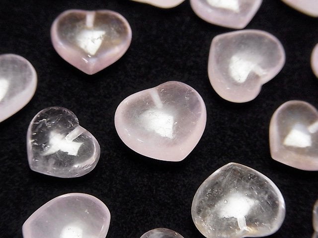 High Quality Morganite AAA- Half Drilled Hole Heart Size Mix 3pcs