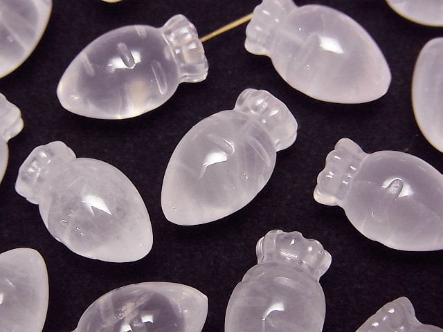 Rose Quartz AAA- Half Drilled Hole Carrot Motif 17x10mm 1pc