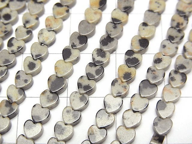 Dalmatian Jasper Vertical Hole Heart 4x4mm 1strand beads (aprx.15inch/36cm)