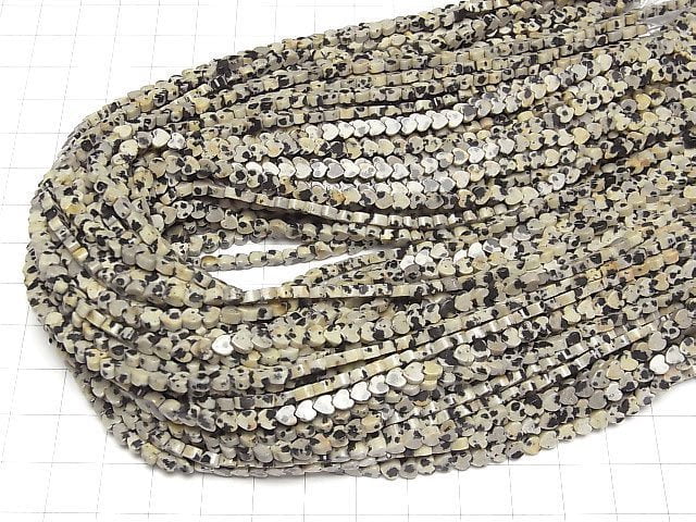 Dalmatiner-Jaspis vertikales Loch Herz 4x4mm 1 Strang Perlen (ca. 15 Zoll/36 cm)