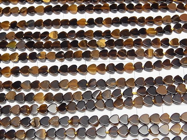Gelber Tigerauge AA++ vertikales Loch Herz 4x4mm 1 Strang Perlen (ca. 15 Zoll/36 cm)