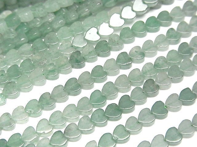 Green Abechurine Vertical Hole Heart 4x4mm 1strand beads (aprx.15inch/36cm)