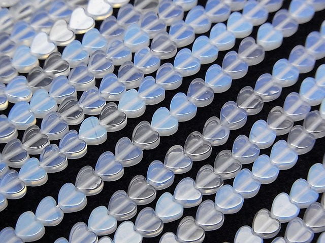 Synthetic Opal Vertical Hole Heart 4x4mm White 1strand beads (aprx.15inch/36cm)