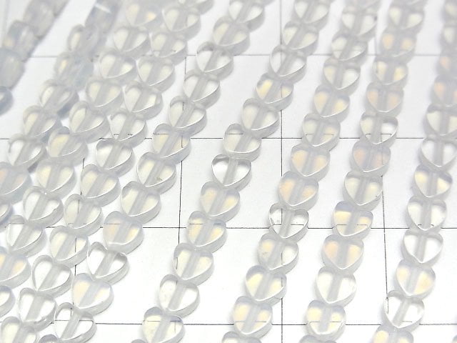 Synthetic Opal Vertical Hole Heart 4x4mm White 1strand beads (aprx.15inch/36cm)