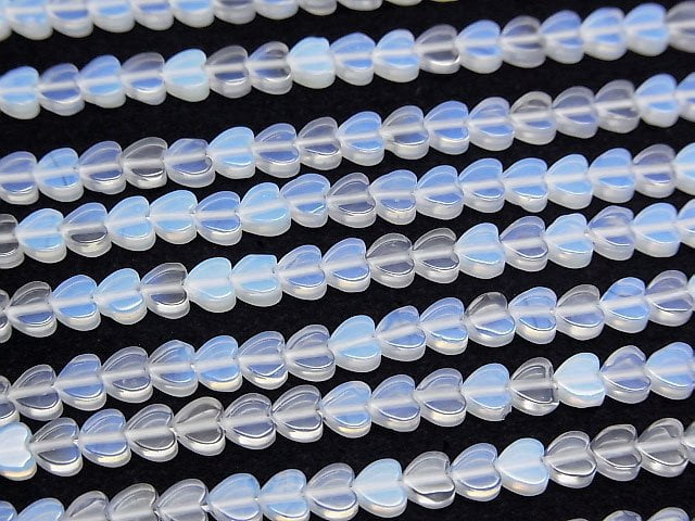 Synthetischer Opal vertikales Loch Herz 4x4mm weiß 1 Strang Perlen (ca. 15 Zoll/36 cm)