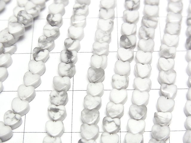 Howlite Magnesite Vertical Hole Heart 4x4mm 1strand beads (aprx.15inch/36cm)