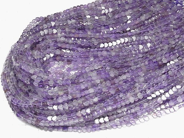 Amethyst AA vertikales Loch Herz 4x4mm 1 Strang Perlen (ca. 15 Zoll/36 cm)