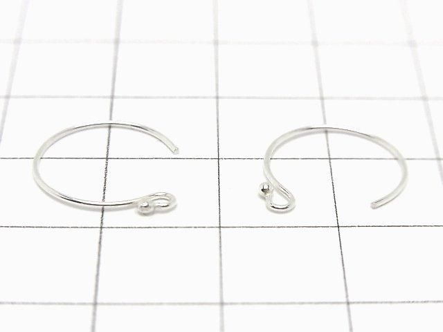 Silver925 Earwires, 14x13mm, with Round Beads, No Coating, 1 Pairs (2 Pieces)