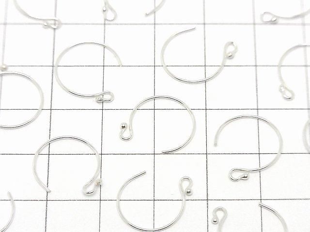 Silver925 Earwires, 14x13mm, with Round Beads, No Coating, 1 Pairs (2 Pieces)