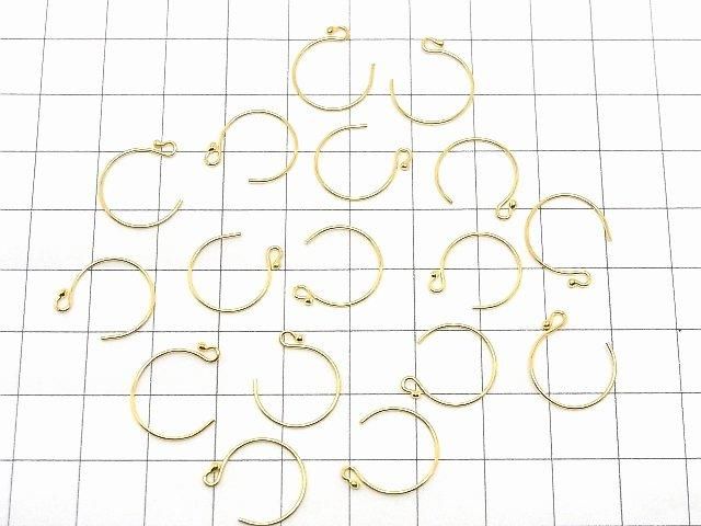 Silver925 Earwire 14x13mm with Round Beads, 18KGP, 1 Pairs (2 Pieces)