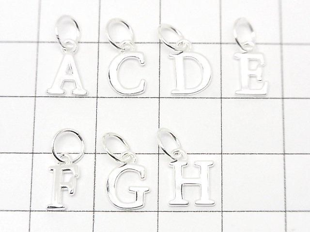 Silver 925 Alphabet (Initial) Motif Jump Ring Charm, No Coating, 1pc