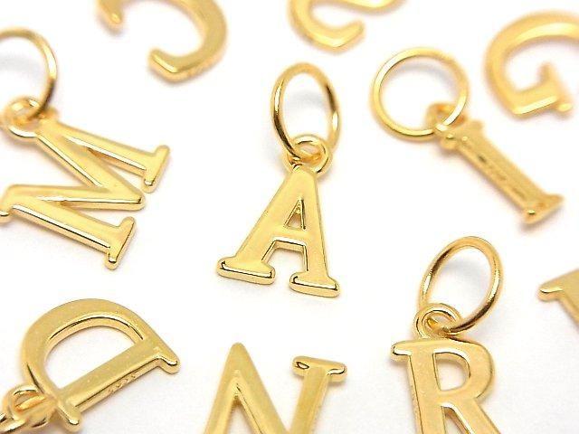 Silver 925 Alphabet (Initial) Motif Jump Ring Charm, 18KGP (1pc)