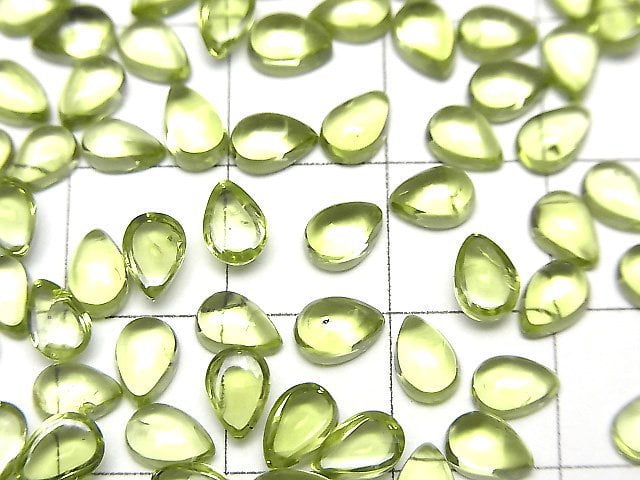 Hochwertiger Peridot AAA Tropfenform Cabochon 6x4mm 5Stücke