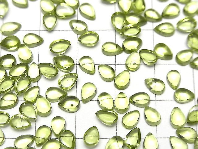 Hochwertiger Peridot AAA Tropfenform Cabochon 6x4mm 5Stücke