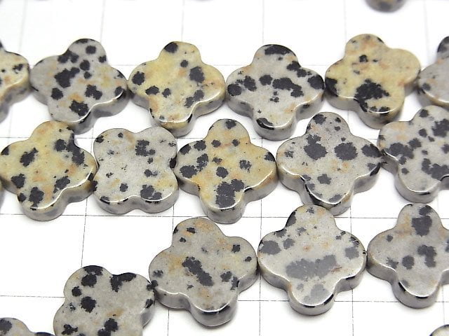 Dalmatian Jasper flower motif 12x12mm 1strand beads (aprx.15inch/37cm)