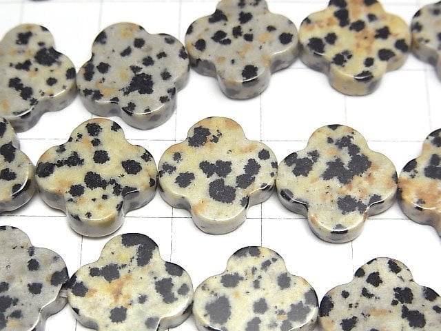 Dalmatian Jasper flower motif 14x14mm 1strand beads (aprx.15inch/37cm)