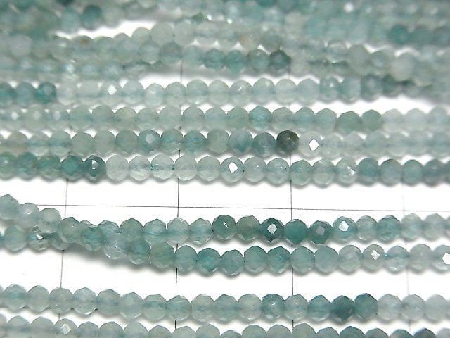 High Quality! Grandidierite AA++ Faceted Round 2.3mm half or 1strand beads (aprx.12inch/30cm)