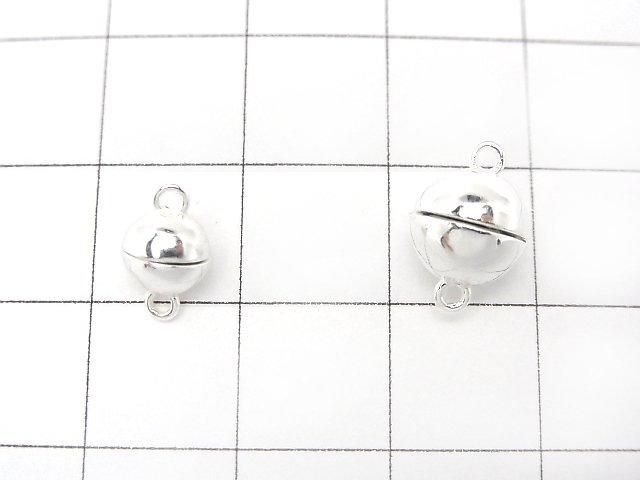 Silver 925 Magnetic Clasp, Round, 6mm, 8mm, No Coating, 1 Pair