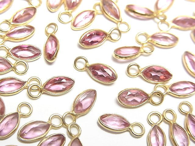 High Quality Pink Topaz AAA Bezel Setting Marquise Faceted 6x3mm 18KGP 5pcs