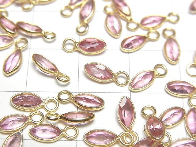 High Quality Pink Topaz AAA Bezel Setting Marquise Faceted 6x3mm 18KGP 5pcs