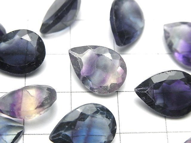 High Quality Multicolor Fluorite AAA- Loose stone Pear shape Faceted 14x10mm 2pcs