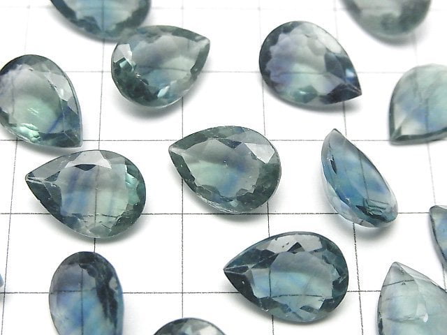 Hochwertiger grüner Fluorit AAA- Lose Stein Tropfenform facettiert 14x10mm 2 Stück