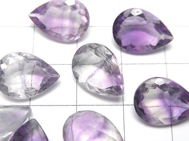 High Quality Purple Fluorite AAA- Loose stone Pear shape Faceted 14x10mm 2pcs