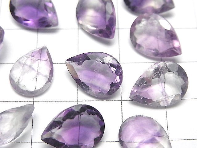 Hochwertiger lila Fluorit AAA- Lose Stein Tropfenform facettiert 14x10mm 2 Stück