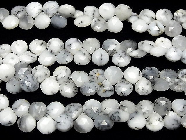 Dendritopal AA++ Kastanienbraun facettierte Briolette halbe oder 1 Strang Perlen (ca. 18 cm)