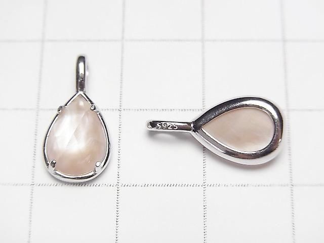 Pink Shell x Crystal AAA Bezel Setting Faceted Pear Shape 12x8mm Silver925 1pc